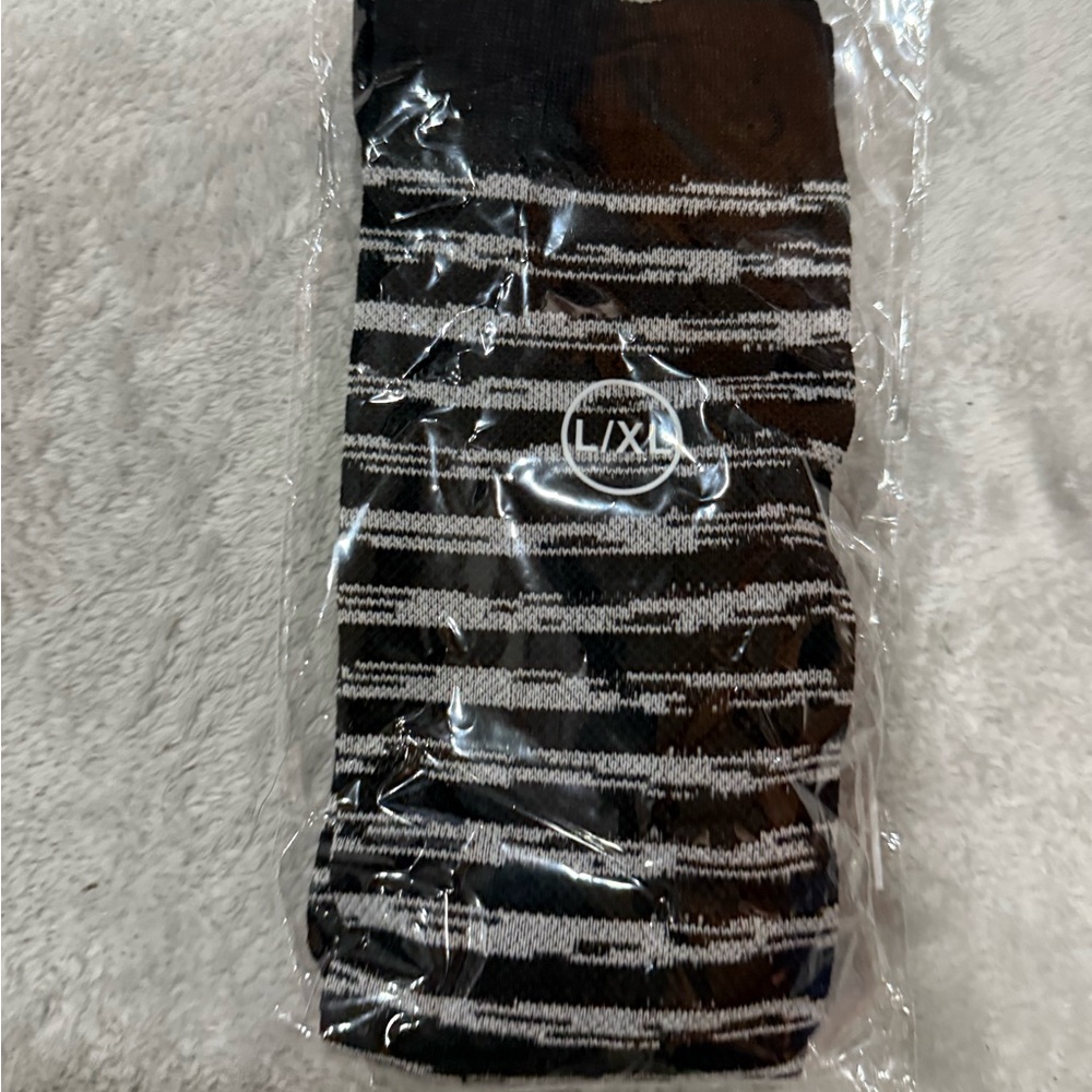 Striped Black and Gray Women's Compression Socks - Size L/XL